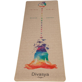 Jute Yogamatte aus Naturkautschuk indisch Ganesh Design