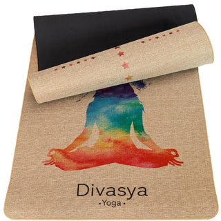 Jute Yogamatte aus Naturkautschuk indisch Ganesh Design