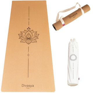 Yogamatte Kork Lotus mit Tragegurt Schutzhülle mit Naturkautschuk