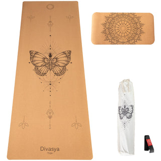 Kork Yogamatte Set Yoga Pad Schmetterling