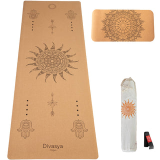 Kork Yogamatte Set Yoga Pad Sonne
