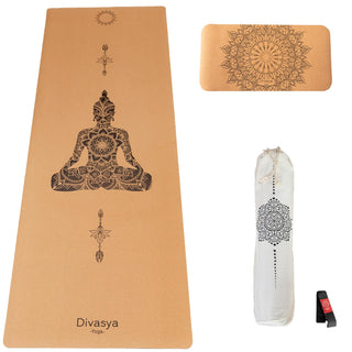 Kork Yogamatte Set Yoga Pad Buddha