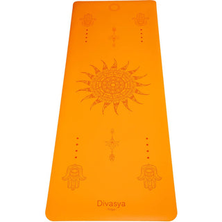 Beste Yogamatte Naturkautschuk rutschfest Orange mandala nachhaltig Tragegurt