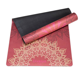 Yogamatte Naturkautschuk rutschfest recycelte Mikrofaser mit Mandala
