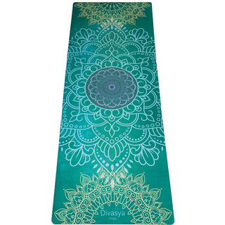 Yogamatte Naturkautschuk rutschfest recycelte Mikrofaser mit Mandala