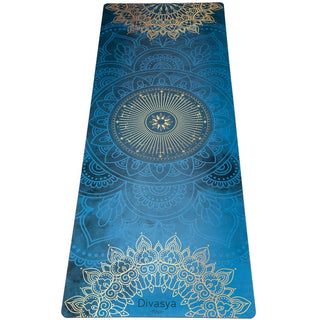 Yogamatte Naturkautschuk rutschfest recycelte Mikrofaser mit Mandala