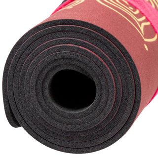 Yogamatte Naturkautschuk rutschfest recycelte Mikrofaser mit Mandala extra dick