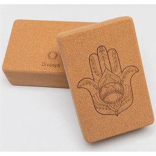Yoga Blöcke 2er Set Kork Hamsa Motiv