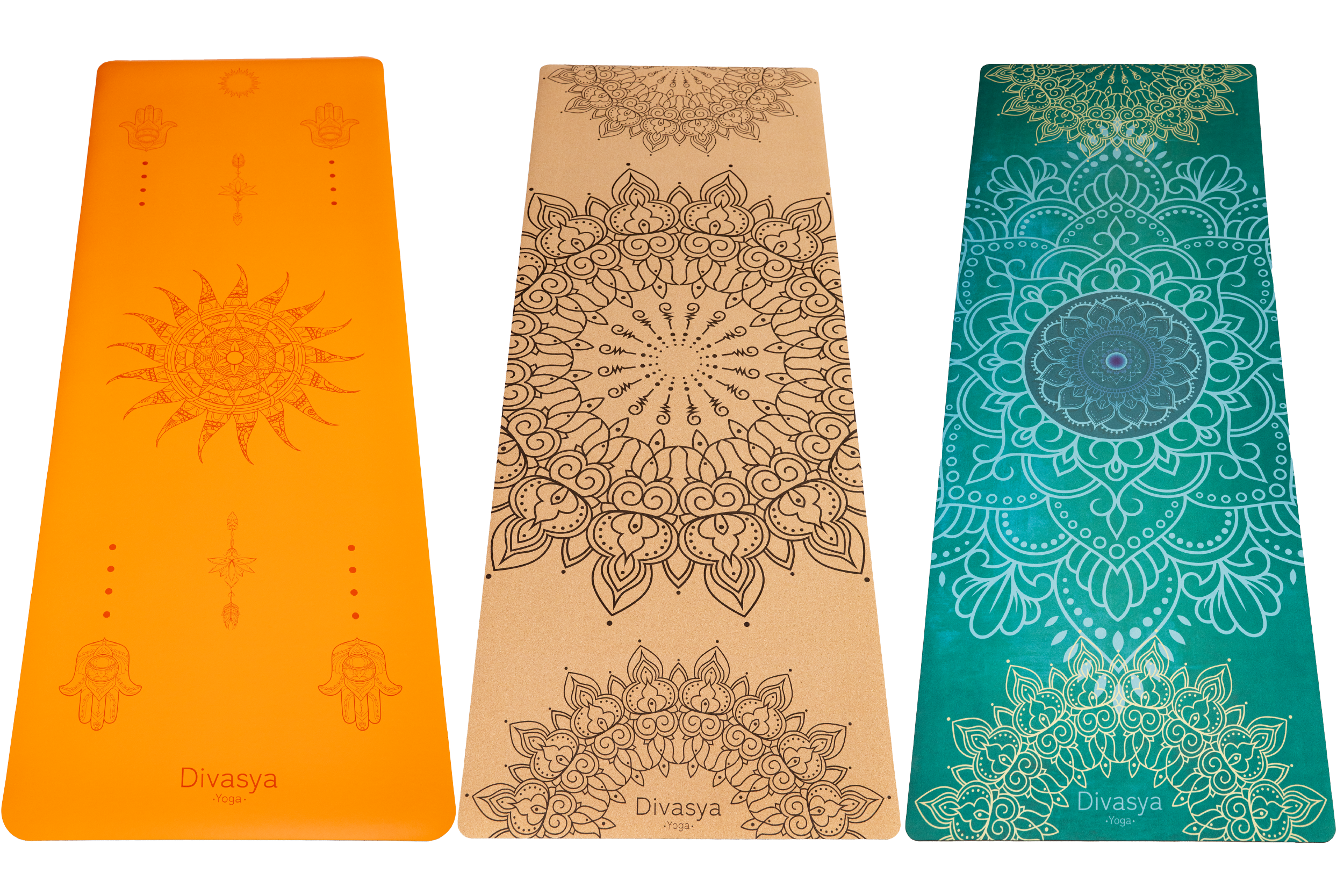 Tapis De Yoga En Liège En SET Avec 2 Blocs De Yoga Et Sangle | 3 Modèles De Yoga DIVASYA