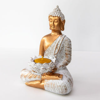 Buddha Figur gold weiß für yoga Meditation