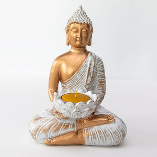 Buddha Figur gold weiß für yoga Meditation