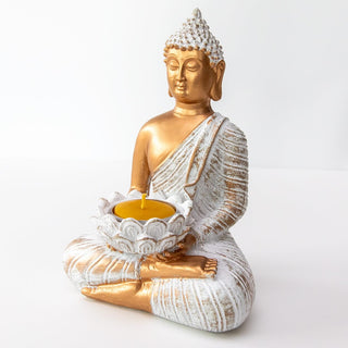 Buddha Figur mit Teelicht