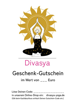 25 Euro Geschenk Gutschein für Yoga von Divasya