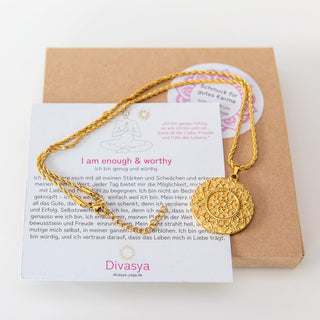 Halskette mit Anhänger Mandala Mantra Affirmation  Gravur I am enough