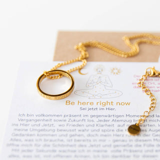 Kette mit Ring vergoldet Edelstahl Gravur Yoga Schmuck spiritueller Schmuck