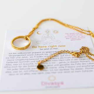 Kette mit Ring vergoldet Edelstahl Gravur Yoga Schmuck spiritueller Schmuck