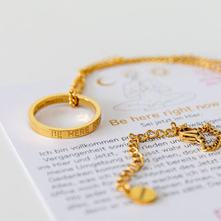 Kette mit Ring vergoldet Edelstahl Gravur Yoga Schmuck spiritueller Schmuck