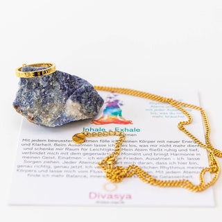 Kette mit Ring vergoldet Edelstahl Gravur Inhale Exhale