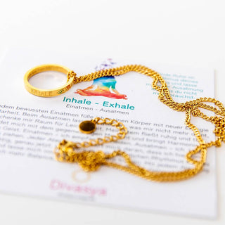 Kette mit Ring vergoldet Edelstahl Gravur Inhale Exhale