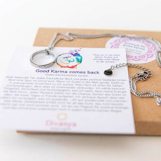 Kette mit Ring Gravur silber Mantra spiritueller Schmuck yoga Schmuck