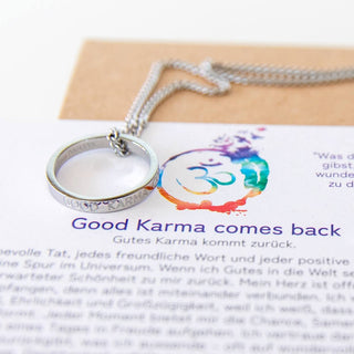 Kette mit Ring Gravur silber Mantra spiritueller Schmuck yoga Schmuck