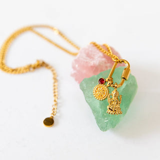 Lakshmi Kette Halskette vergoldet Edelstahl Lakshmi Anhänger