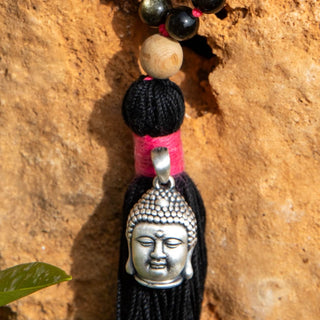 Mala aus Obsidian mit Buddha Anhänger aus Sterling Silber
