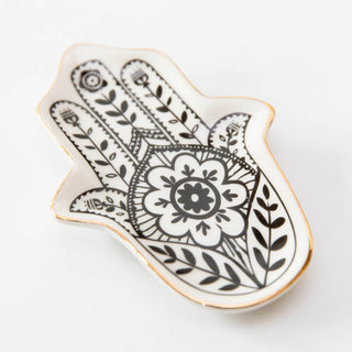 Schmuckschale Hamsa Hand schwarz weiß 