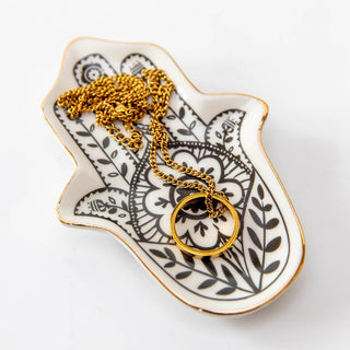 Schmuckschale Hamsa Hand schwarz weiß 