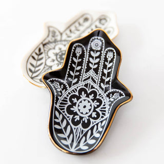 Schmuckschale Hamsa Hand schwarz weiß 