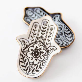Schmuckschale Hamsa Hand schwarz weiß 