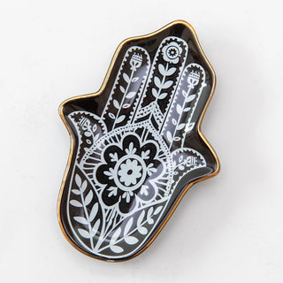 Schmuckschale Hamsa Hand schwarz weiß 