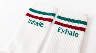 Socken mit Yoga Motiv inhale exhale namaste Bio Baumwolle