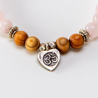 Yoga Armband Rosenquarz mit Om Symbol