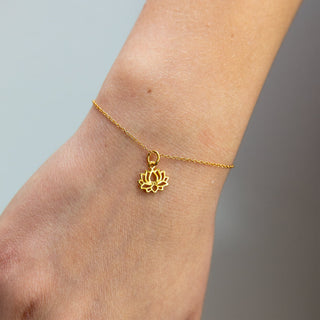 Yoga Armband Gold Lotus Blüte Anhänger