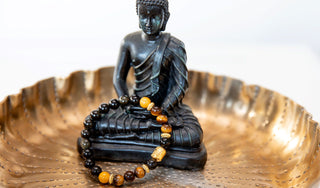Yoga Armband Tigerauge Obsidian Mookaite Golden Buddha