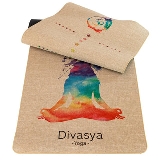 Jute Yogamatte aus Naturkautschuk indisch Ganesh Design