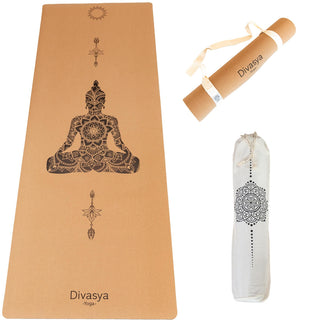 <tc>Esterilla yoga corcho de caucho natural con correa de transporte y funda protectora</tc>