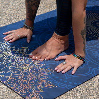 Yogamatte Naturkautschuk nachhaltig Mikrofaser rutschfest blau