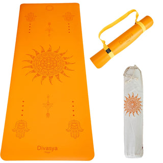 Yogamatte rutschfest orange nachhaltig Tragegurt Naturkautschuk