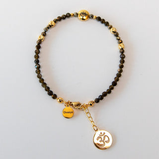 yoga Armband yoga schmuck gold obsidian Om zeichen